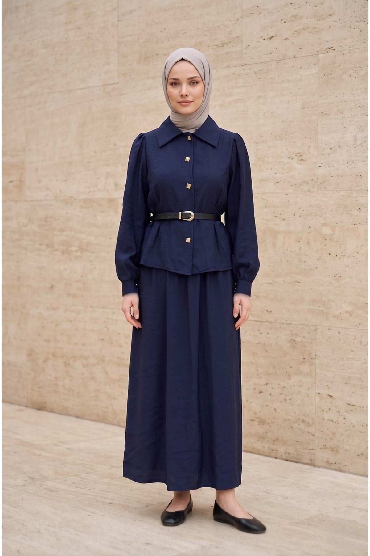 Ön Pensli Etekli Takım-Lacivert