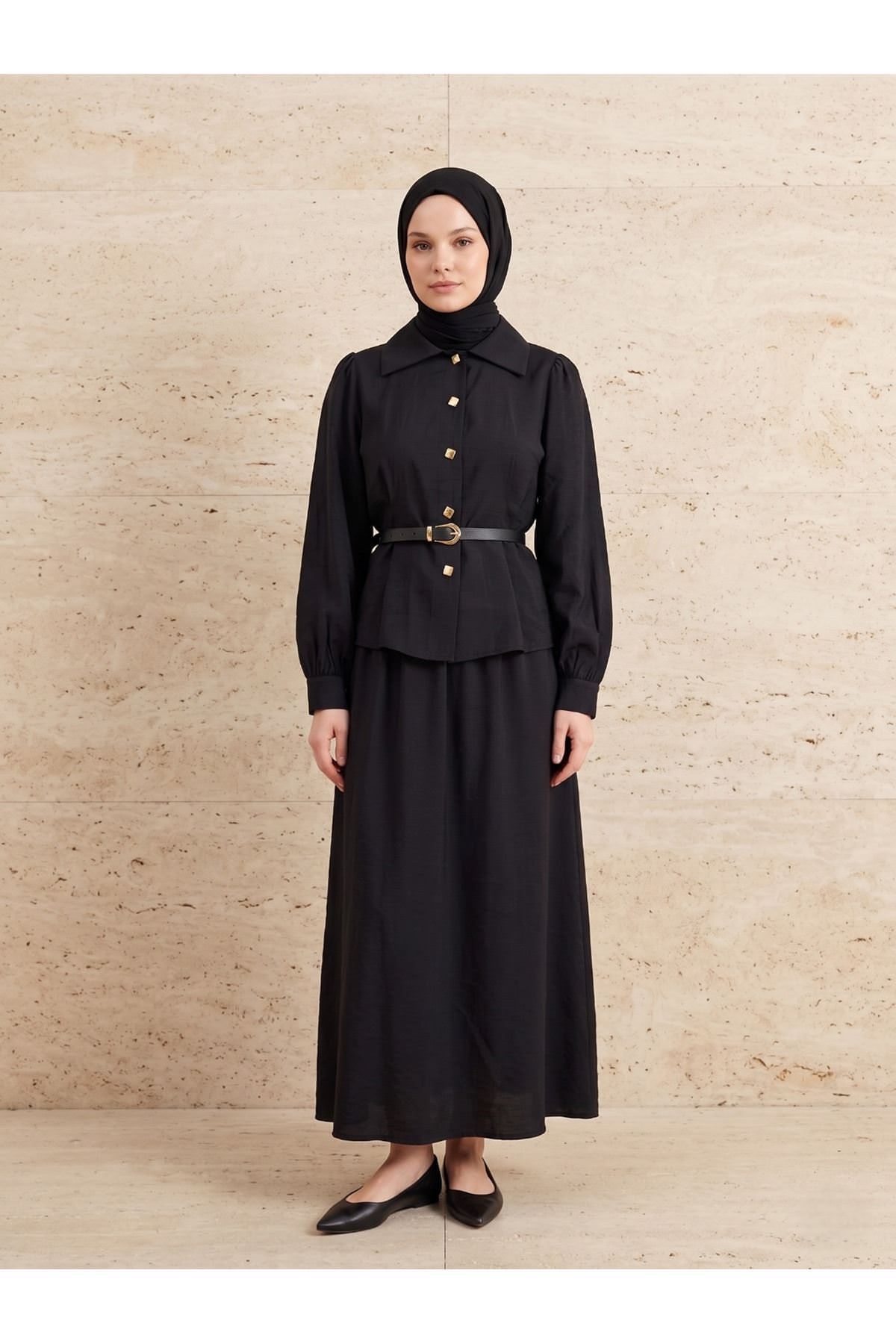 Ön Pensli Etekli Takım-Siyah