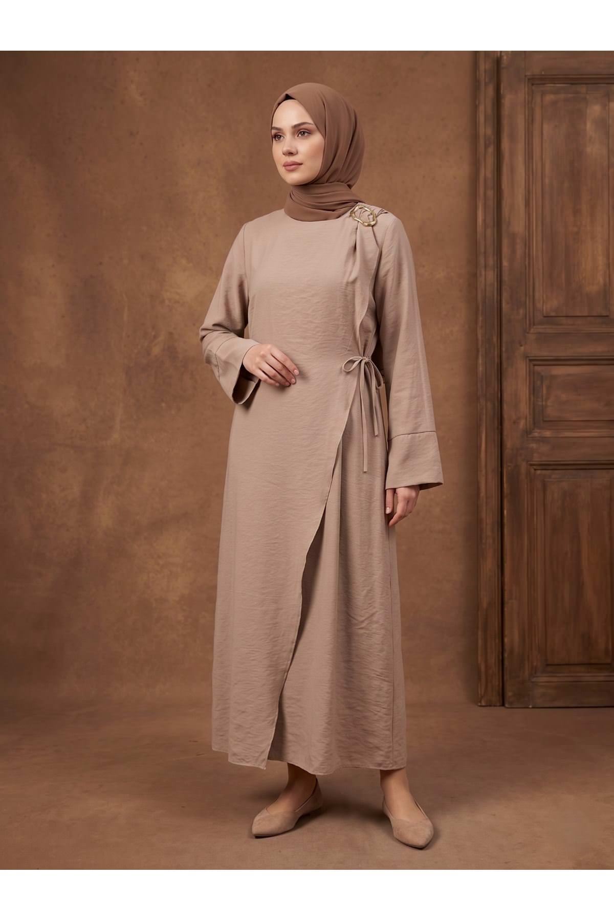 Omuz Pİle Toka DetayTensel  Elbise-Vizon