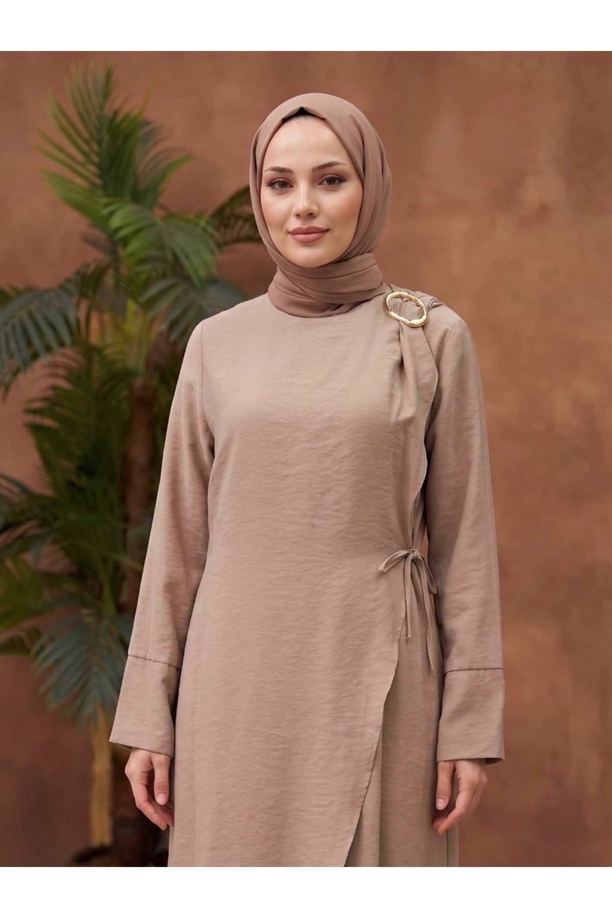 Omuz Pİle Toka DetayTensel  Elbise-Vizon