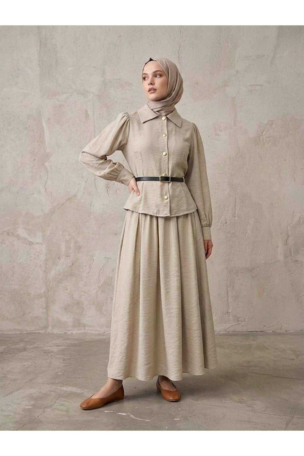 Ön Arka Pensli Kemer Detay Etekli Takım-Taş