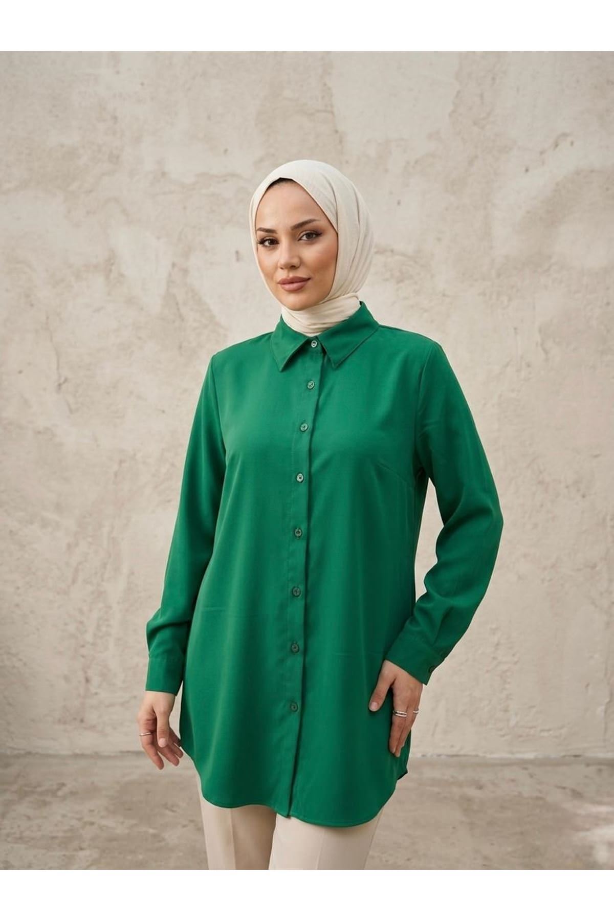 Klasik Dubai Tunik-Zümrüt Yeşili