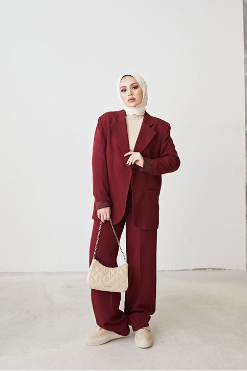 Retro Palazzo Takım-Bordo