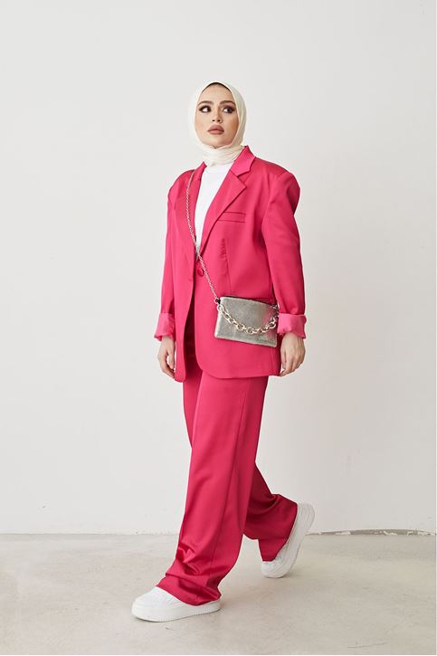 Saten Palazzo Takım-Fuşya