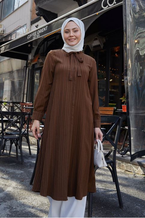 Fularlı Tunik-Kahve