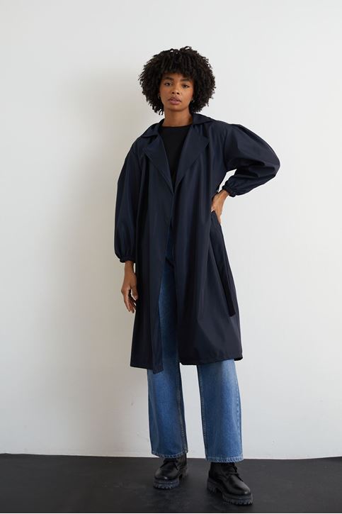 Kuşaklı Trençkot-Lacivert