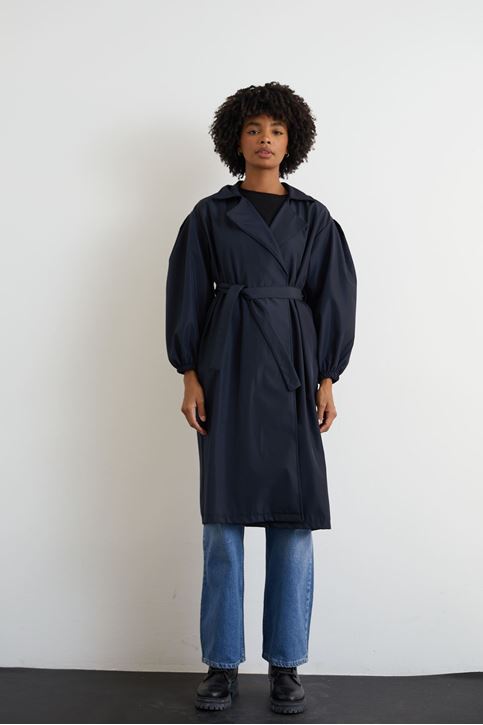Kuşaklı Trençkot-Lacivert