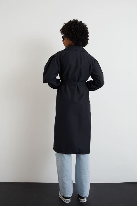 Kuşaklı Trençkot-Siyah