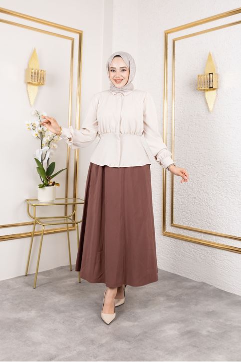 Bel Büzgülü Tunik-Taş