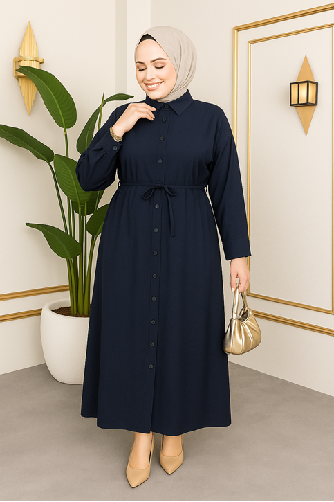 Pat Detay Elbise-Lacivert