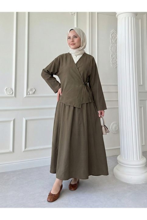 Yandan Bağlamalı Etekli Takım-Duman