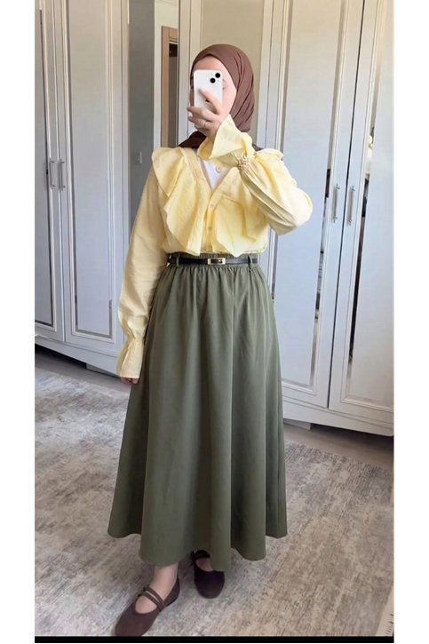 Kemer Detay Soft Etek-Haki