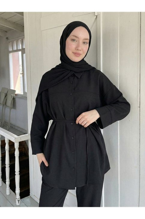 Roba Detay Pantolonlu Takım-Siyah