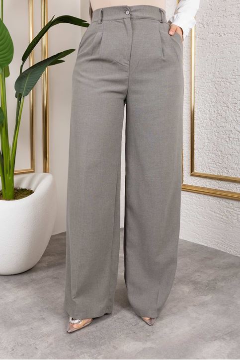 Pile Detay Poliviskon Palazzo Pantolon-Antrasit