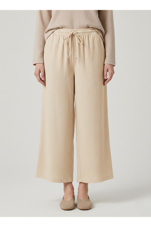 Cepli İp Detay Pantolon-Taş