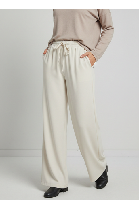 Cepli İp Detay Pantolon-Ekru
