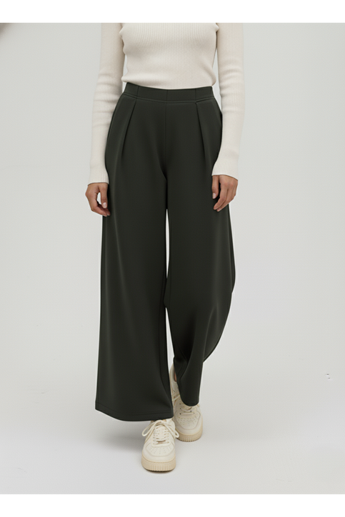 Pileli Bol  Pantolon-Haki