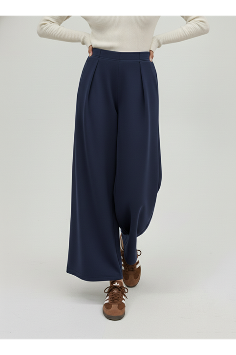 Pileli Bol  Pantolon-Lacivert