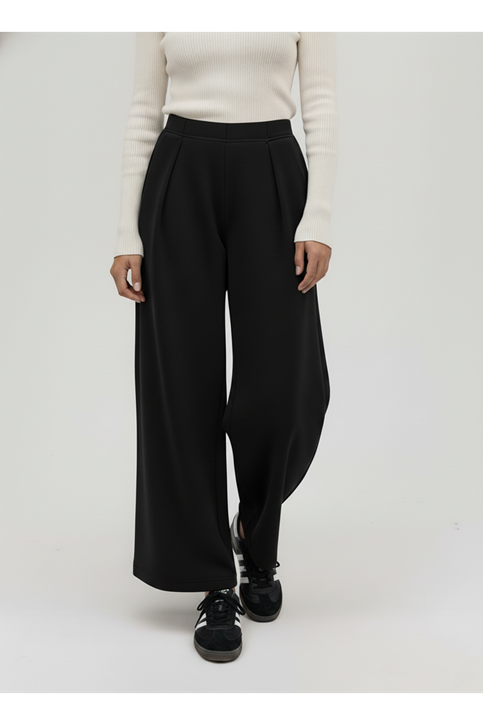 Pileli Bol  Pantolon-Siyah