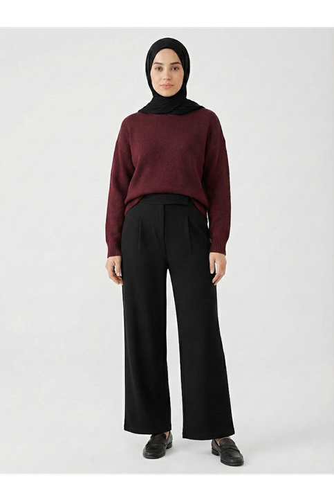 Cırt Bantlı Pantolon-Siyah