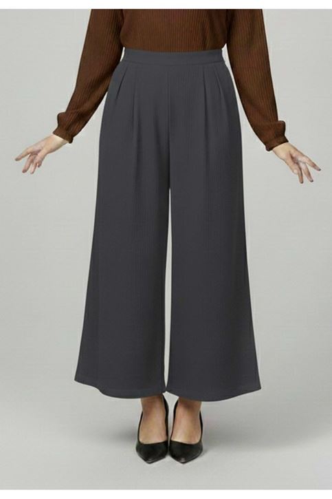 Cırt Bantlı Scuba Krep Pantolon-Antrasit