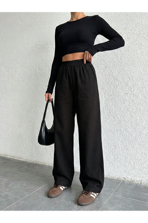 Cep Detay Pantolon-Siyah