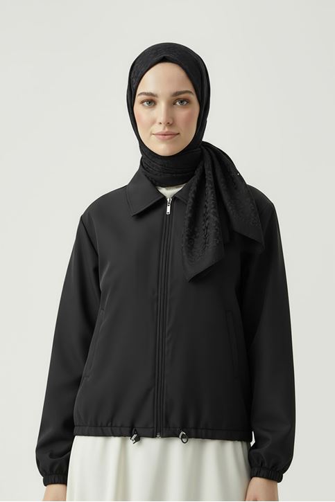 Flota Cep Fermuar Detay Trençkot-Siyah