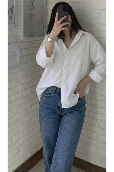 Klasik Terikoton Tunik-Beyaz