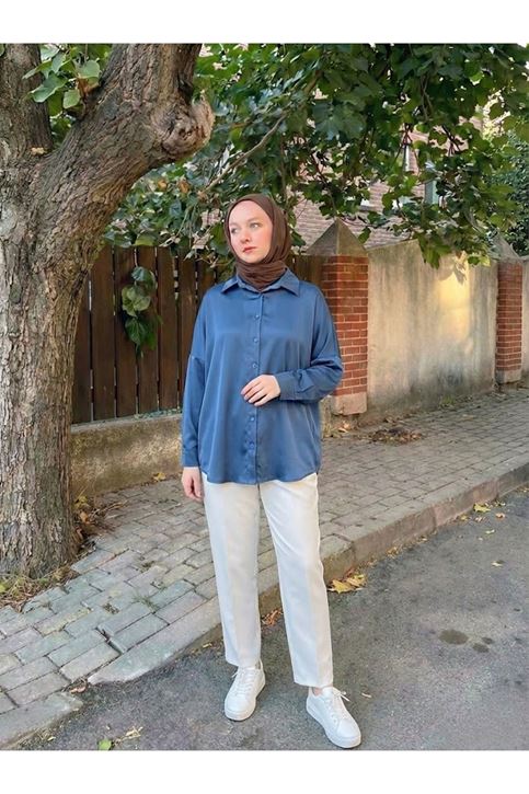 Saten Tunik-Petrol Mavisi