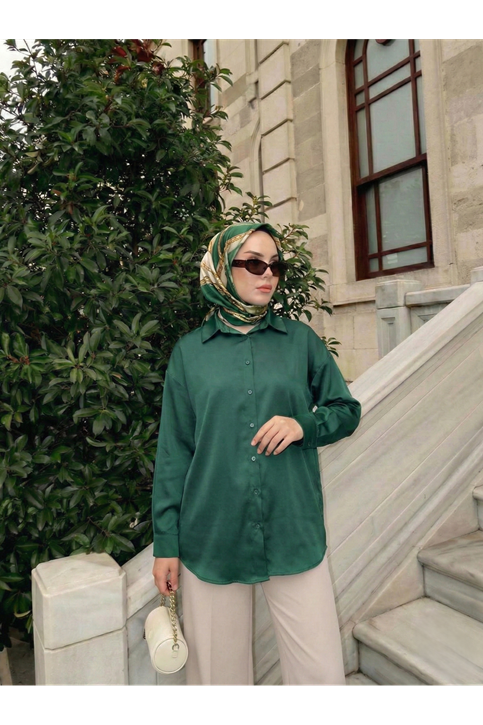 Saten Tunik-Zümrüt Yeşili