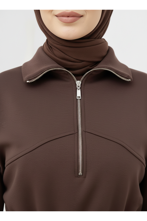 Beli Stoper Tünelli Etekli Takım-Kahve