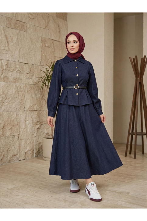 Ön Arka Pensli Etekli Takım-Lacivert