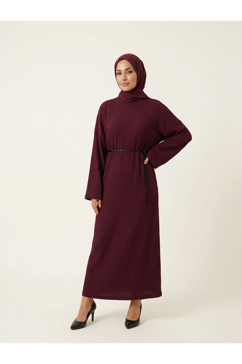 Örme Elbise-Bordo