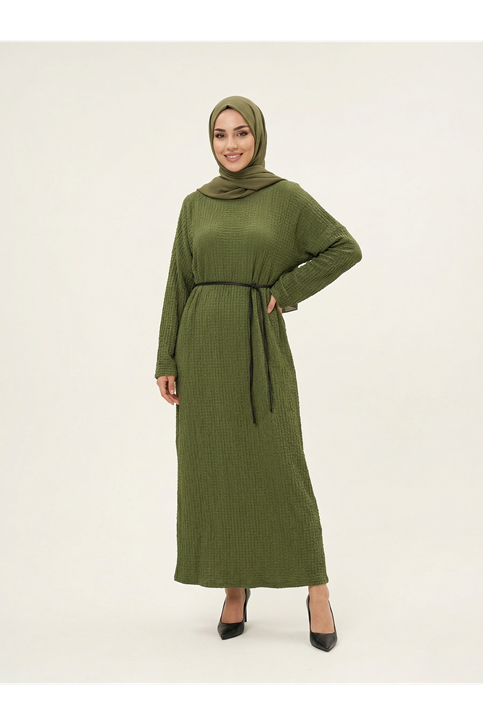 Örme Elbise-Haki