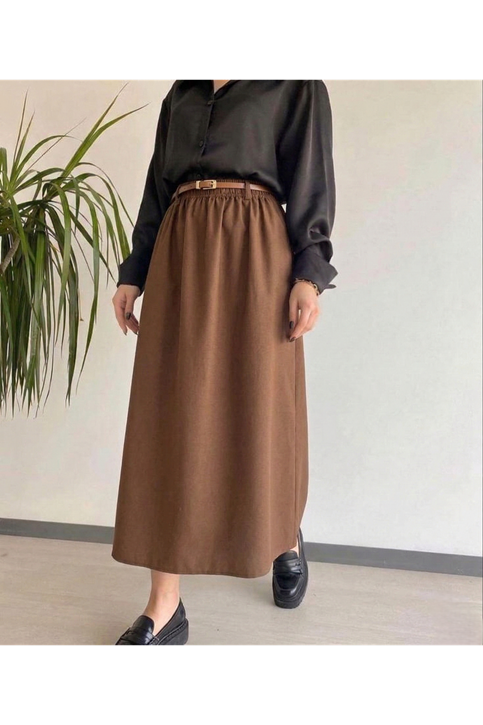 Kemer Detay Terikoton Etek-Kahve