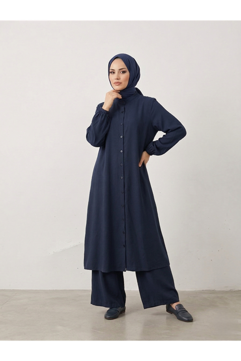 Hakim Yaka Uzun Pantolonlu Takım-Lacivert