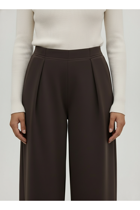 Pileli Bol  Pantolon-Kahve