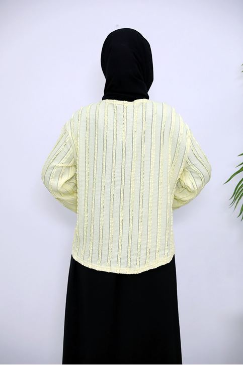 Pileli Ön İki Bağlamalı Tunik-Sarı