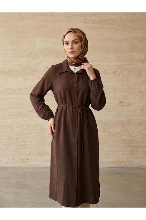 Uzun Tensel Tunik-Kahve