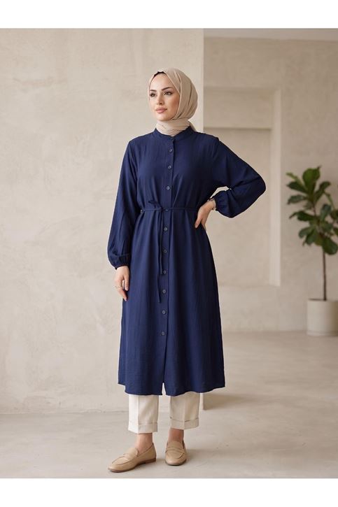 Hakim Yaka Uzun Tunik-Lacivert