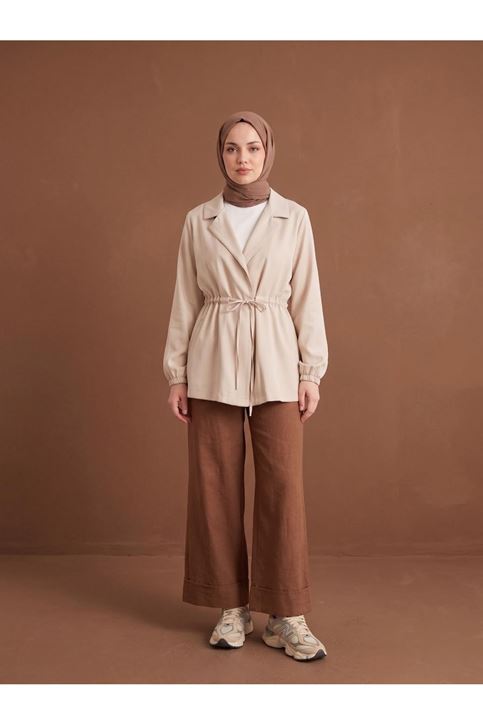 Beli Tünelli Kol Lastik Ceket-Taş