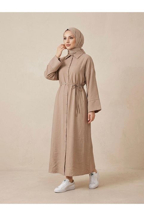 Ön Roba Detay Takma Manşet Elbise-Vizon