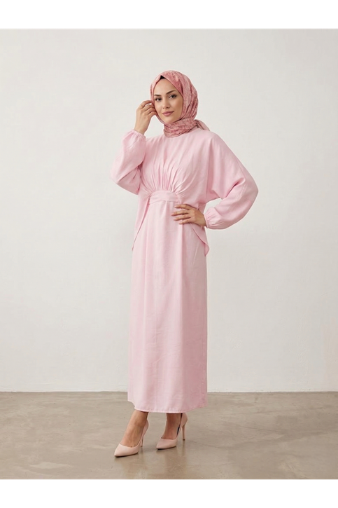 Bağlamalı İkili Elbise-Pembe