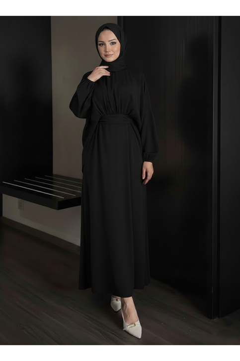 Bağlamalı İkili Elbise-Siyah