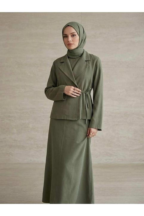 Ceketli İkili Elbise-Haki