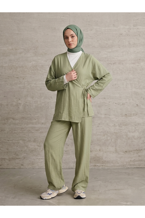 Yan Bağlamalı Çilek Takım-Haki