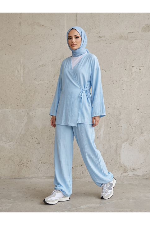 Yan Bağlamalı Çilek Takım-Mavi