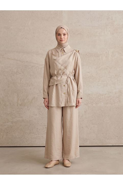 Omuz Toka Detay Aller Pantolonlu Takım-Taş
