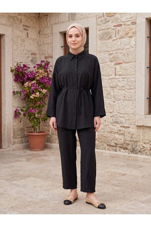 Paça Pensli Takım-Siyah