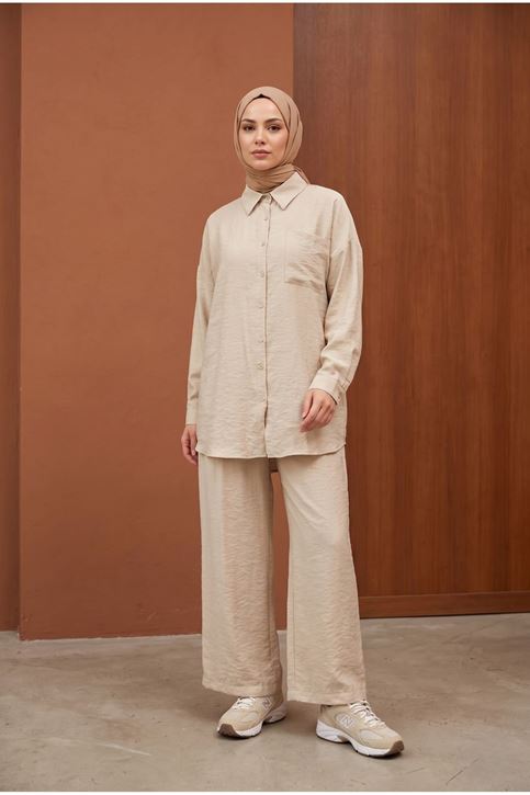Cep Detay Pantolonlu Takım-Taş